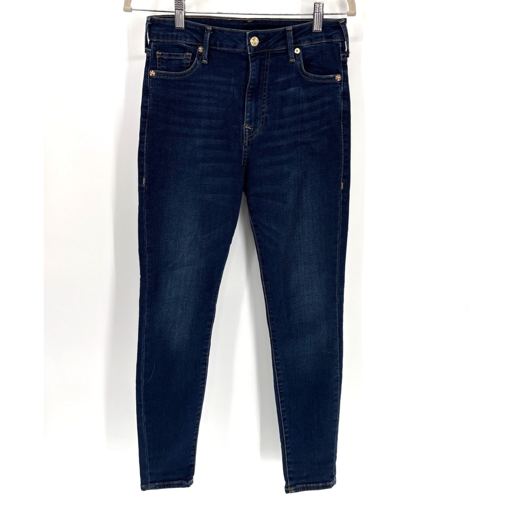 True Religion Jeans Womens 27 Blue Caia High Rise Skinny Whiskered 5 Pocket